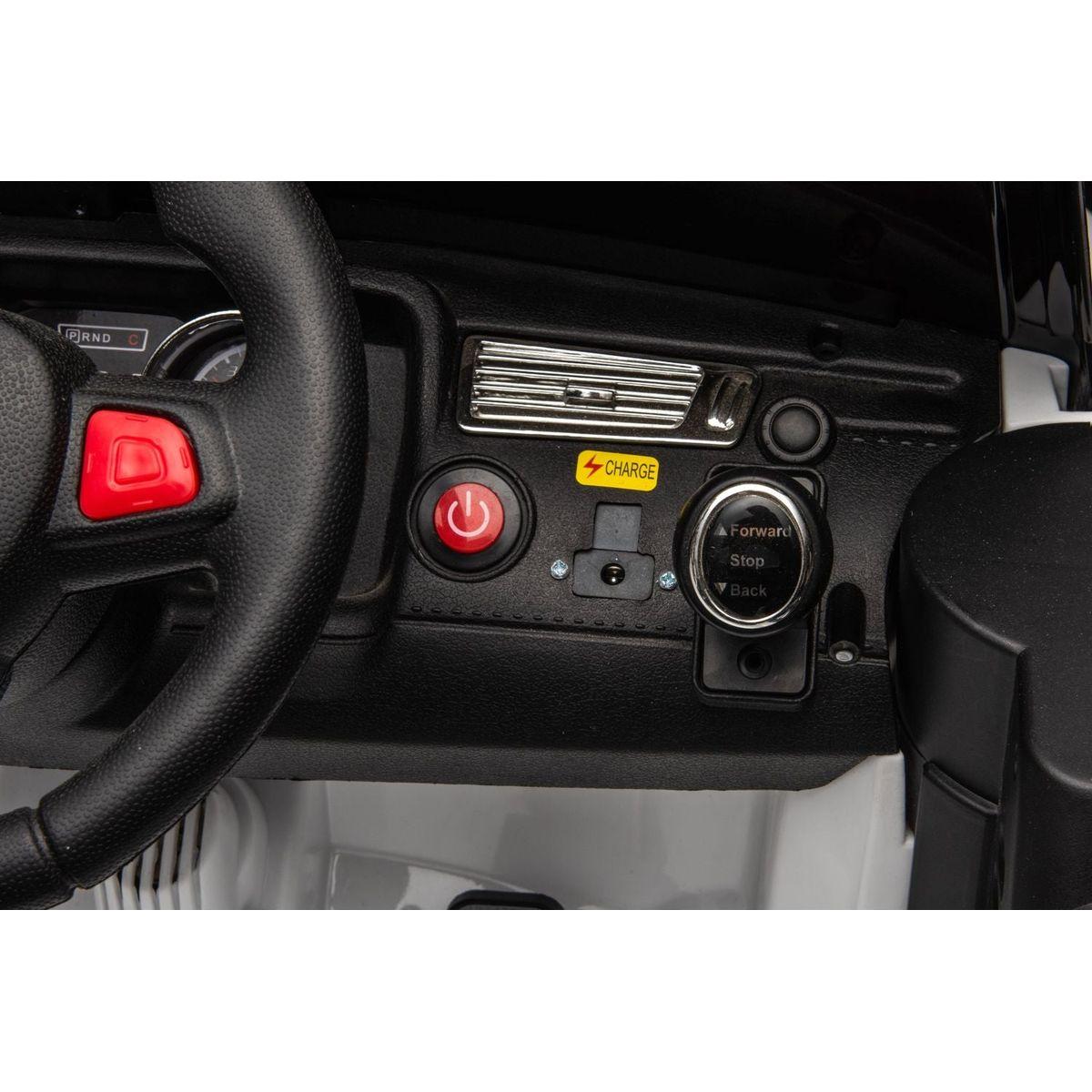 12v7a 30wx2 Four-wheel drive leather seat one button start,forward and backward, high and low speed, music, front light, power display, two doors can open, 2.4G R/C, seat belt four wheel absorber