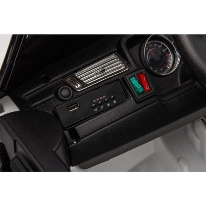 12v7a 30wx2 Four-wheel drive leather seat one button start,forward and backward, high and low speed, music, front light, power display, two doors can open, 2.4G R/C, seat belt four wheel absorber