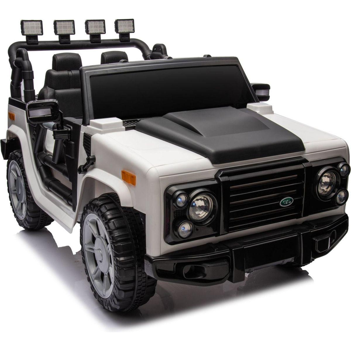 12v7a 30wx2 Four-wheel drive leather seat one button start,forward and backward, high and low speed, music, front light, power display, two doors can open, 2.4G R/C, seat belt four wheel absorber