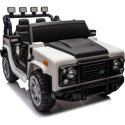 12v7a 30wx2 Four-wheel drive leather seat one button start,forward and backward, high and low speed, music, front light, power display, two doors can open, 2.4G R/C, seat belt four wheel absorber