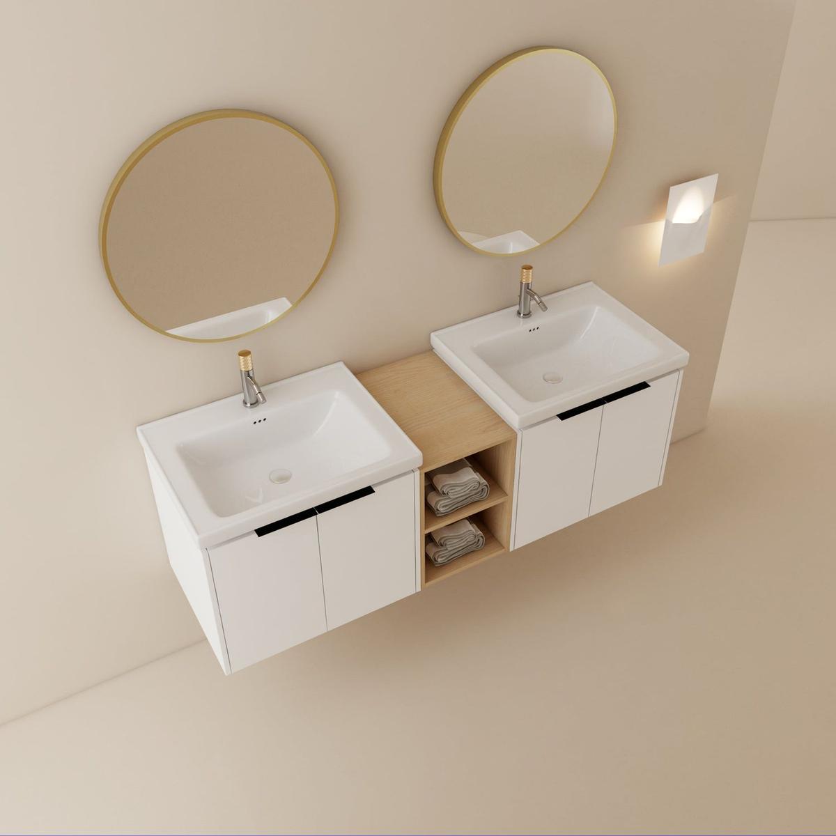 60 Inch Soft Close Doors Bathroom Vanity With Sink, and A Small Storage Shelves,BVC07460WHLTK