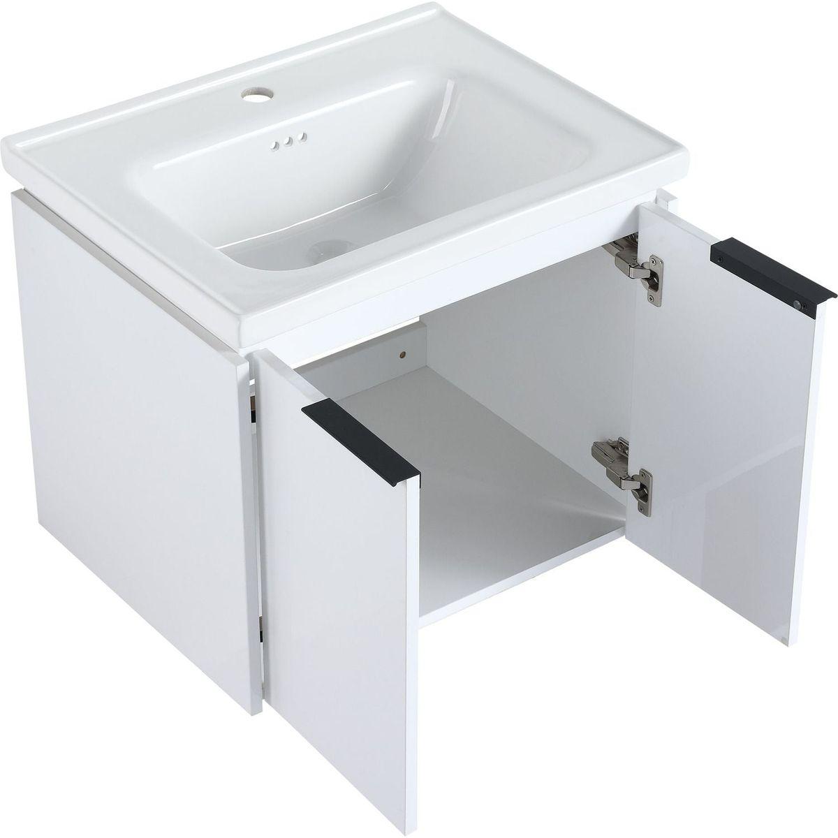 60 Inch Soft Close Doors Bathroom Vanity With Sink, and A Small Storage Shelves,BVC07460WHLTK