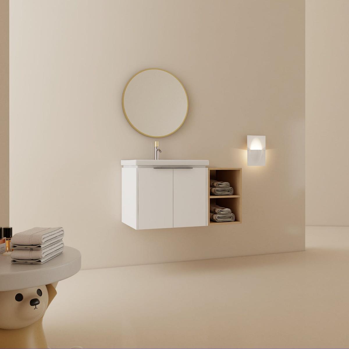 36 Inch Soft Close Doors Bathroom Vanity With Sink, and A Small Storage Shelves,BVC07436WHLTK