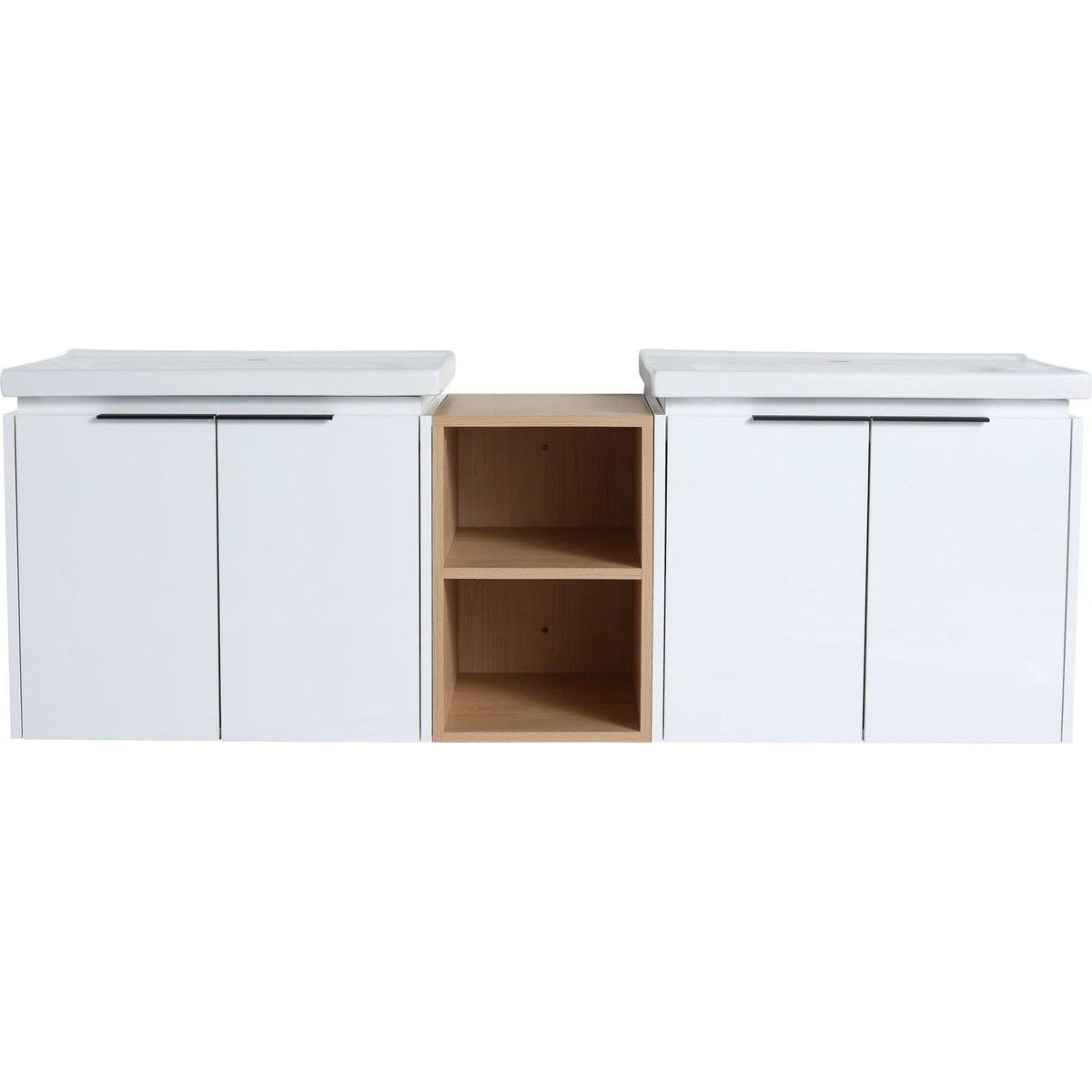 60 Inch Soft Close Doors Bathroom Vanity With Sink, and A Small Storage Shelves,BVC07460WHLTK