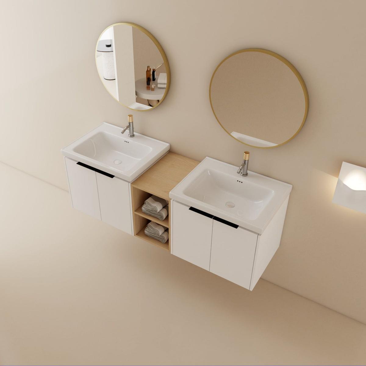 60 Inch Soft Close Doors Bathroom Vanity With Sink, and A Small Storage Shelves,BVC07460WHLTK