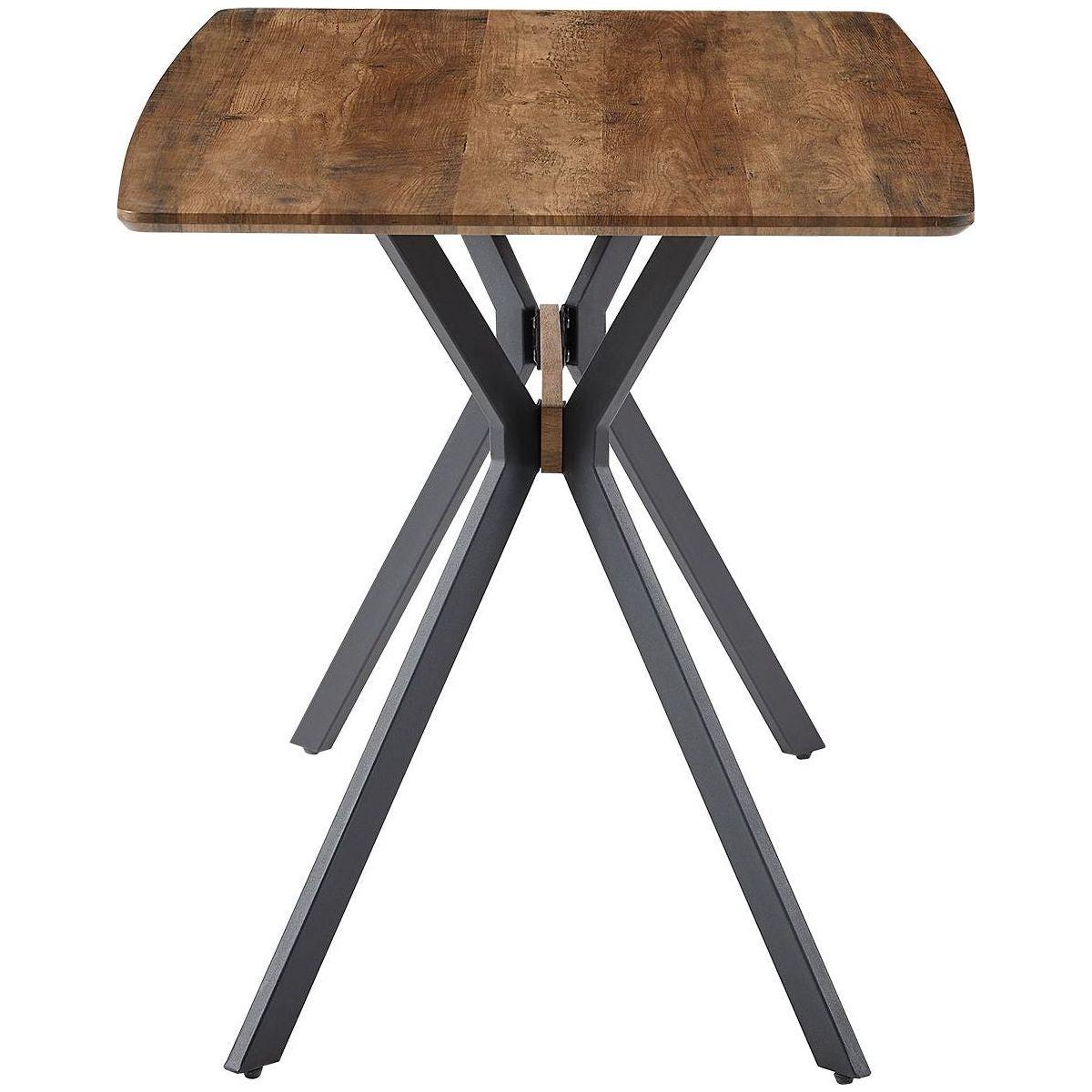 Modern Minimalist Style Dining Table MDF wooden Top Black Metal Shelf Metal Heat Transfer Legs Leveling Feet For Dining Room Kitchen Office Table