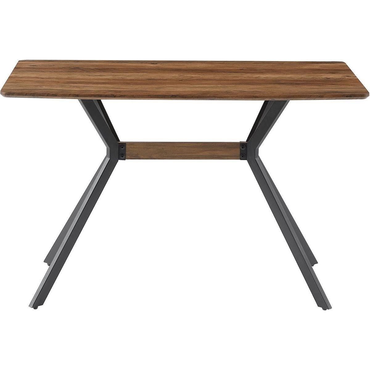Modern Minimalist Style Dining Table MDF wooden Top Black Metal Shelf Metal Heat Transfer Legs Leveling Feet For Dining Room Kitchen Office Table
