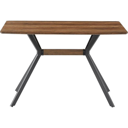 Modern Minimalist Style Dining Table MDF wooden Top Black Metal Shelf Metal Heat Transfer Legs Leveling Feet For Dining Room Kitchen Office Table
