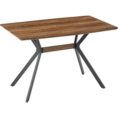 Modern Minimalist Style Dining Table MDF wooden Top Black Metal Shelf Metal Heat Transfer Legs Leveling Feet For Dining Room Kitchen Office Table