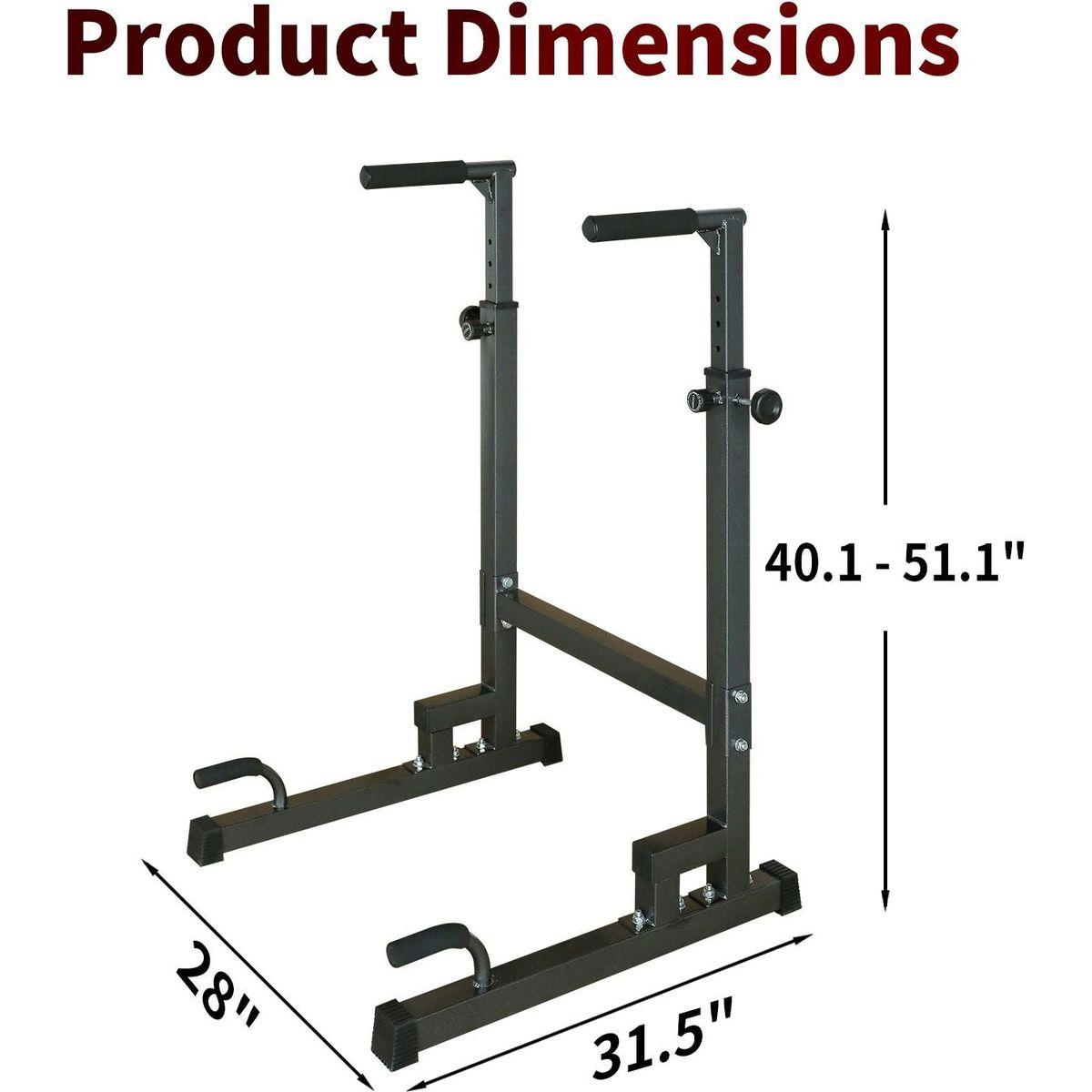 Power Tower Dip Station with Bench Pull Up Bar Stand Adjustable Height Heavy Duty Multi-Function Fitness Training Equipment