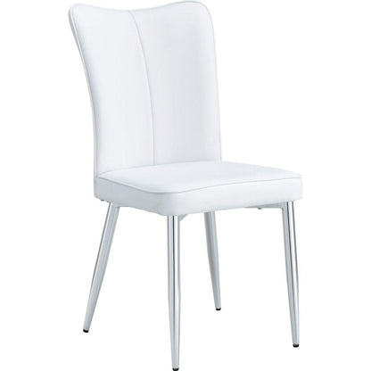 Modern minimalist dining chairs, office chairs. 2-piece set of white PU seats with silver metal legs. Suitable for restaurants, living rooms, and offices.