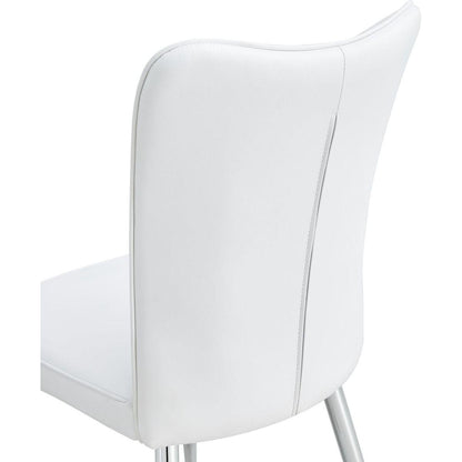 Modern minimalist dining chairs, office chairs. 2-piece set of white PU seats with silver metal legs. Suitable for restaurants, living rooms, and offices.