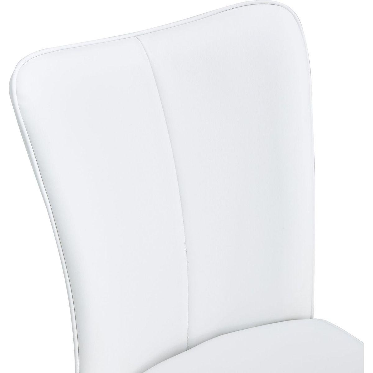 Modern minimalist dining chairs, office chairs. 2-piece set of white PU seats with silver metal legs. Suitable for restaurants, living rooms, and offices.