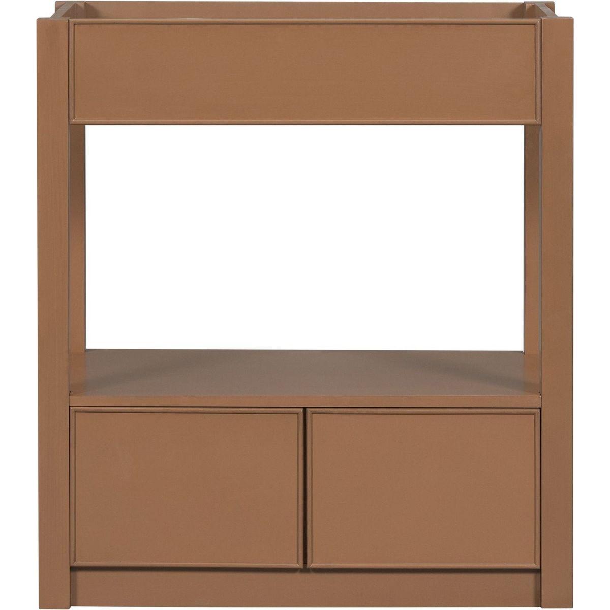 30" Bathroom Vanity without Sink Top, Cabinet Base Only, Open Storage Shelf and Two Drawers, Brown