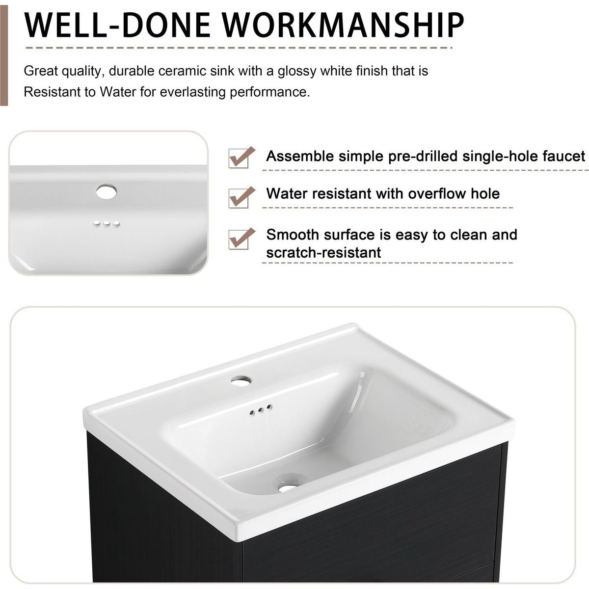 60 Inch Wall-Mounted Bathroom Vanity With Sink, and A Small Storage Shelves (KD-Packing)BVC07660BCT