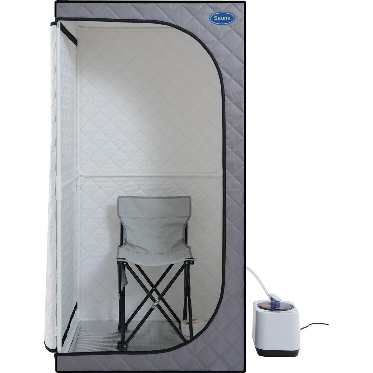 spa tent Portable Grey Mini Plus style Steam Sauna tent"ersonal Home Spa, with Steam  Generator, Remote Control, Foldable Chair, PVC pipes. Easy to Install,fast
