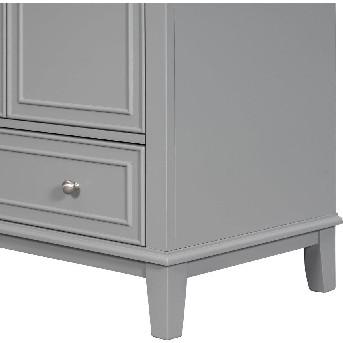 30" Bathroom Vanity without Sink, Base Only, Multi-functional Bathroom Cabinet with Doors and Drawer, Solid Frame and MDF Board, Grey