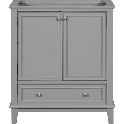 30" Bathroom Vanity without Sink, Base Only, Multi-functional Bathroom Cabinet with Doors and Drawer, Solid Frame and MDF Board, Grey