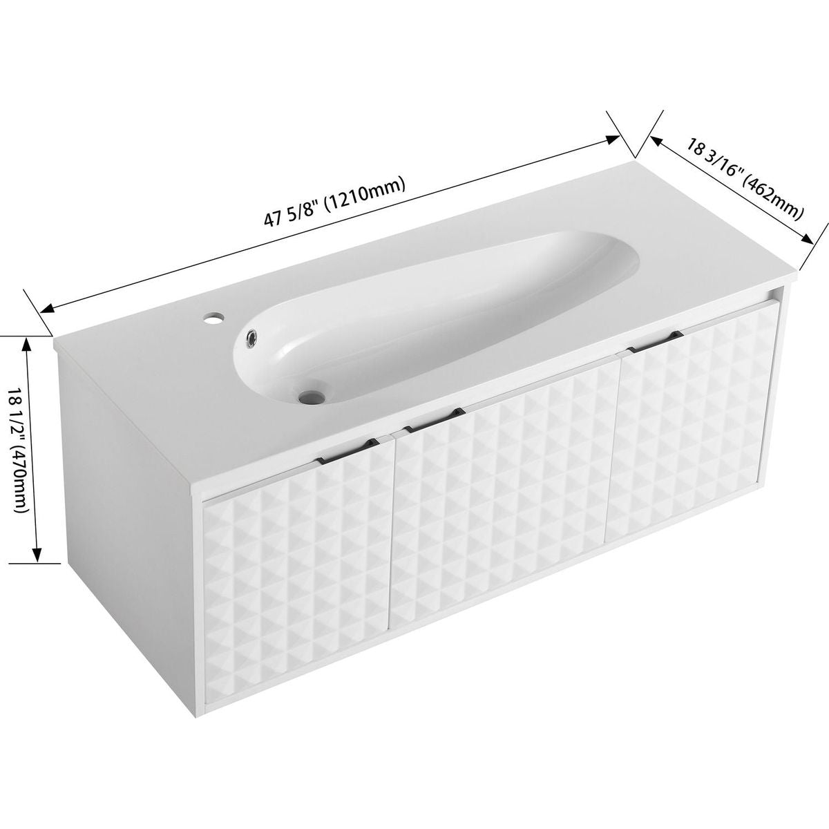 48 Inch Wall Mounted Bathroom Vanity With SInk, Soft Close Doors (KD-PACKING)