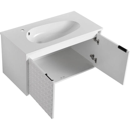 36 Inch Wall Mounted Bathroom Vanity With Sink, Soft Close Doors (KD-PACKING)