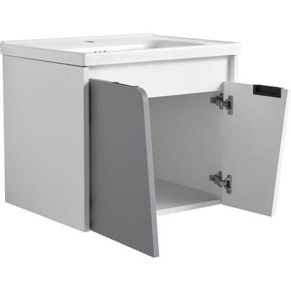 24 Inch Wall-Mounted Bathroom Vanity With Sink, For Small Bathroom (KD-Packing)