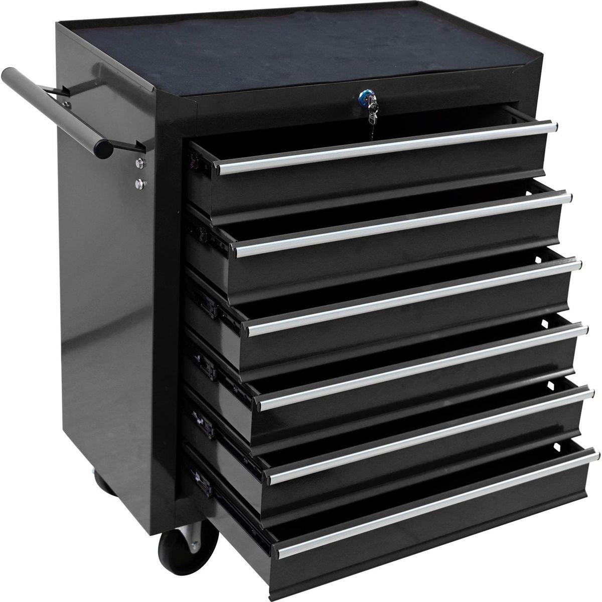 6 DRAWERS MULTIFUNCTIONAL TOOL CART WITH WHEELS-BLACK