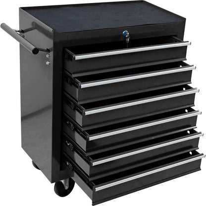 6 DRAWERS MULTIFUNCTIONAL TOOL CART WITH WHEELS-BLACK