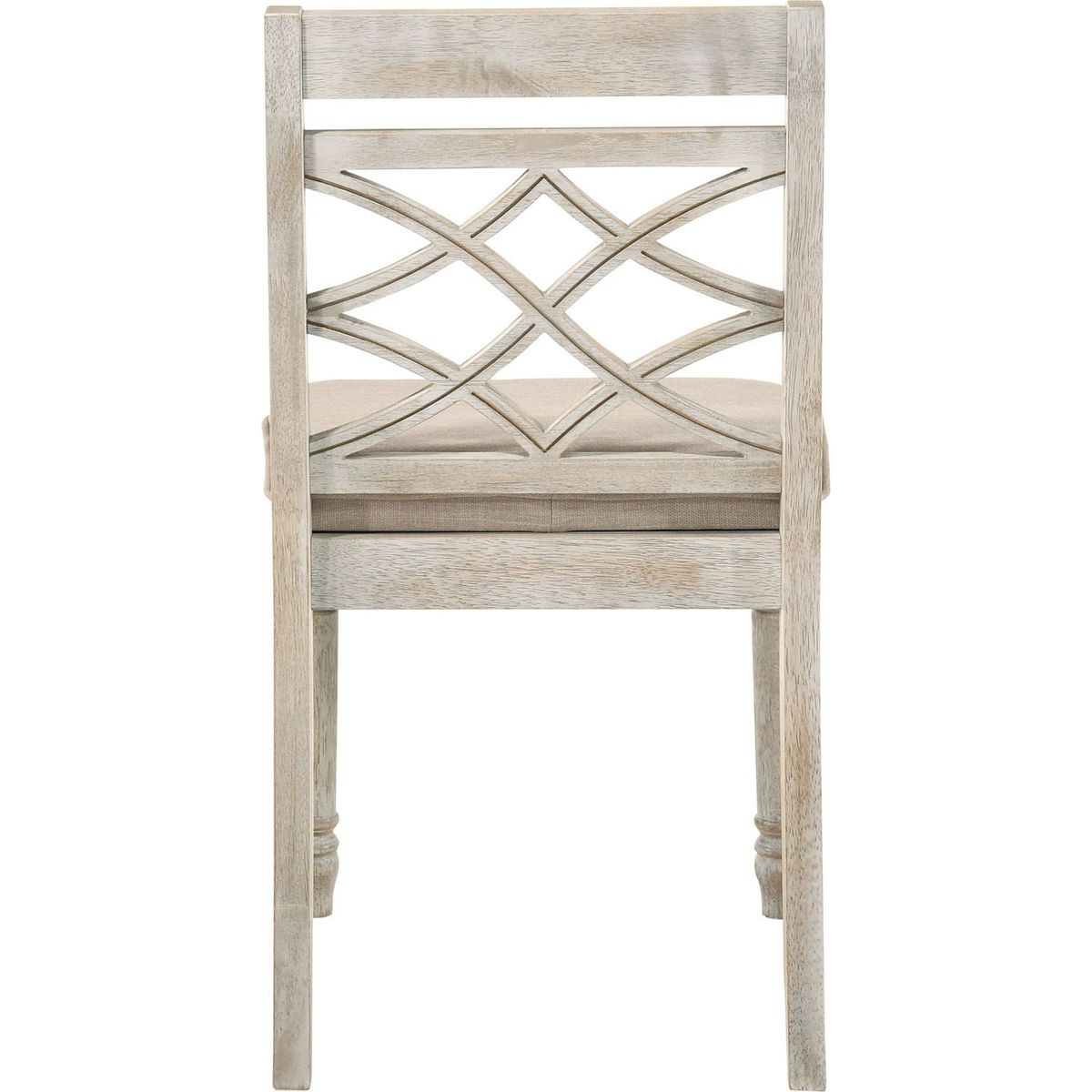 Cillin Side Chair (Set-2), Fabric & Antique White Finish