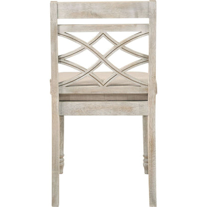 Cillin Side Chair (Set-2), Fabric & Antique White Finish