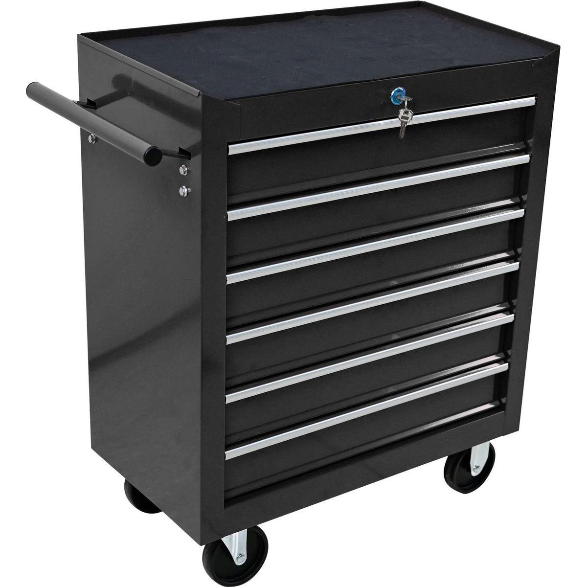 6 DRAWERS MULTIFUNCTIONAL TOOL CART WITH WHEELS-BLACK