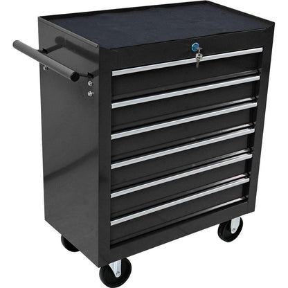 6 DRAWERS MULTIFUNCTIONAL TOOL CART WITH WHEELS-BLACK