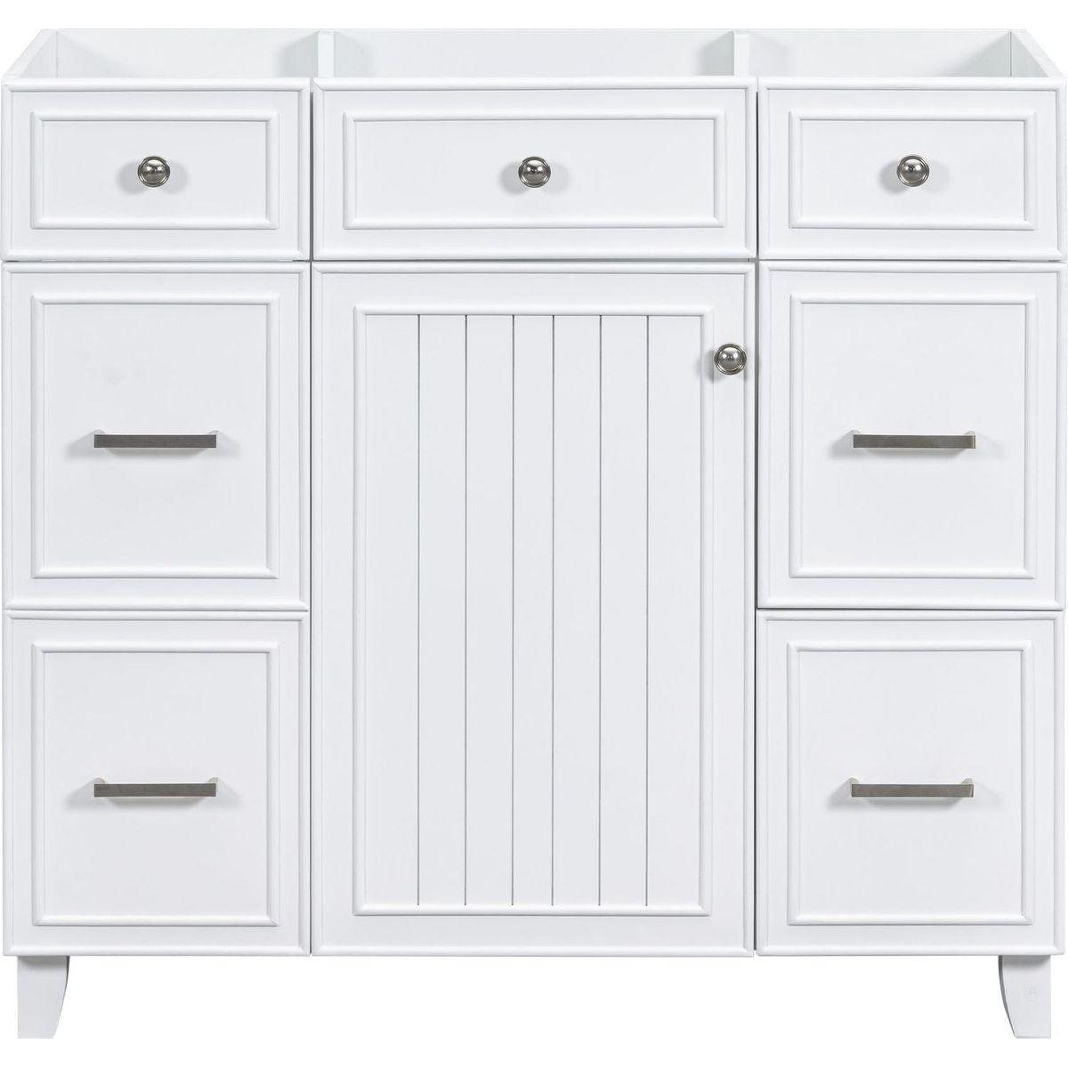 [Cabinet Only] 36" White Bathroom Vanity(Sink not included)