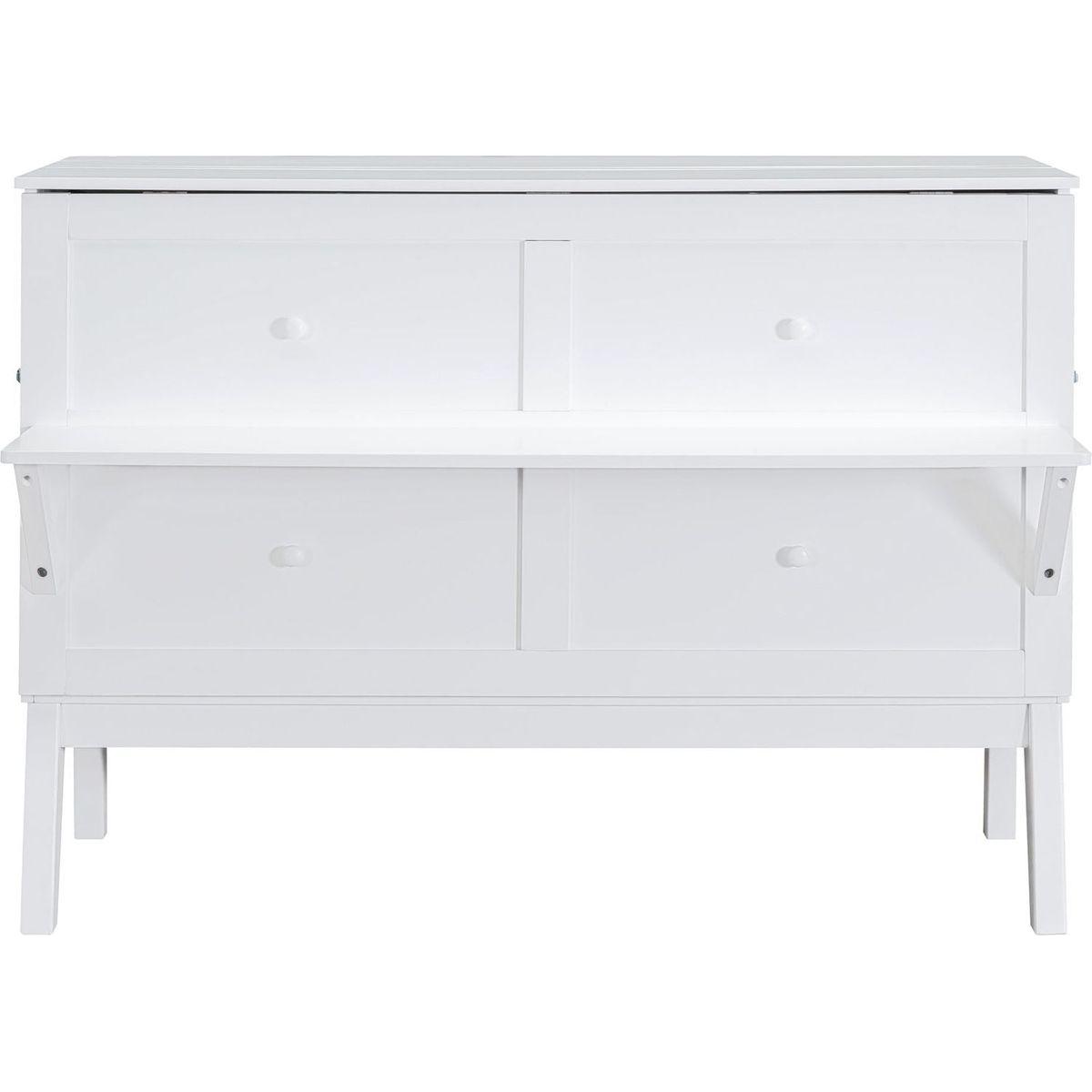 Queen Size Murphy Bed with USB Port and removable Shelves on Each Side,White