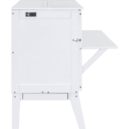 Queen Size Murphy Bed with USB Port and removable Shelves on Each Side,White