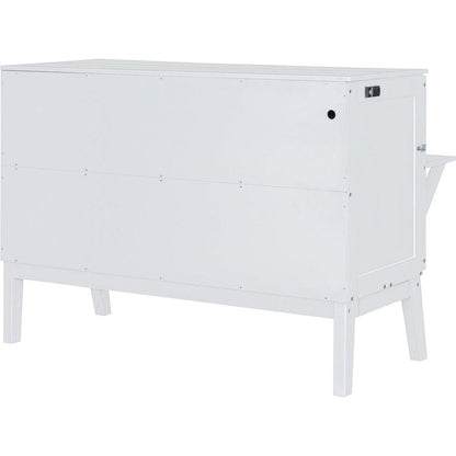 Queen Size Murphy Bed with USB Port and removable Shelves on Each Side,White