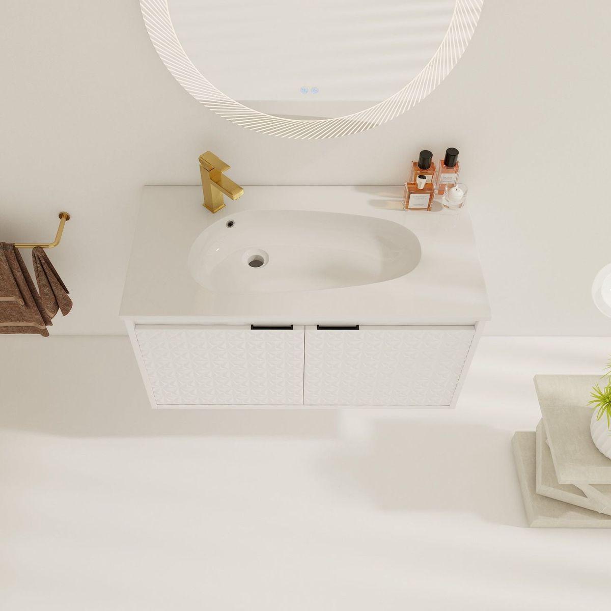 36 Inch Wall Mounted Bathroom Vanity With Sink, Soft Close Doors (KD-PACKING)