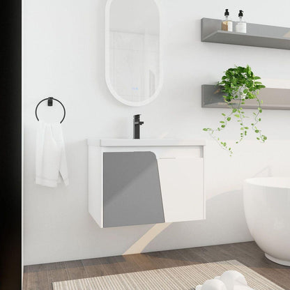 28 Inch Wall-Mounted Bathroom Vanity With Sink, For Small Bathroom (KD-Packing)