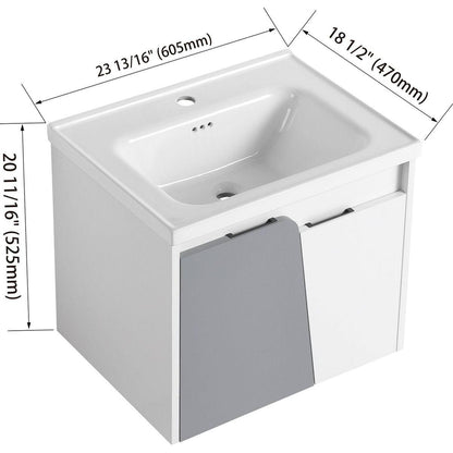 24 Inch Wall-Mounted Bathroom Vanity With Sink, For Small Bathroom (KD-Packing)