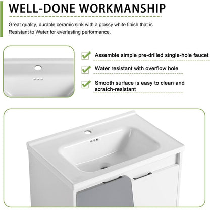 28 Inch Wall-Mounted Bathroom Vanity With Sink, For Small Bathroom (KD-Packing)