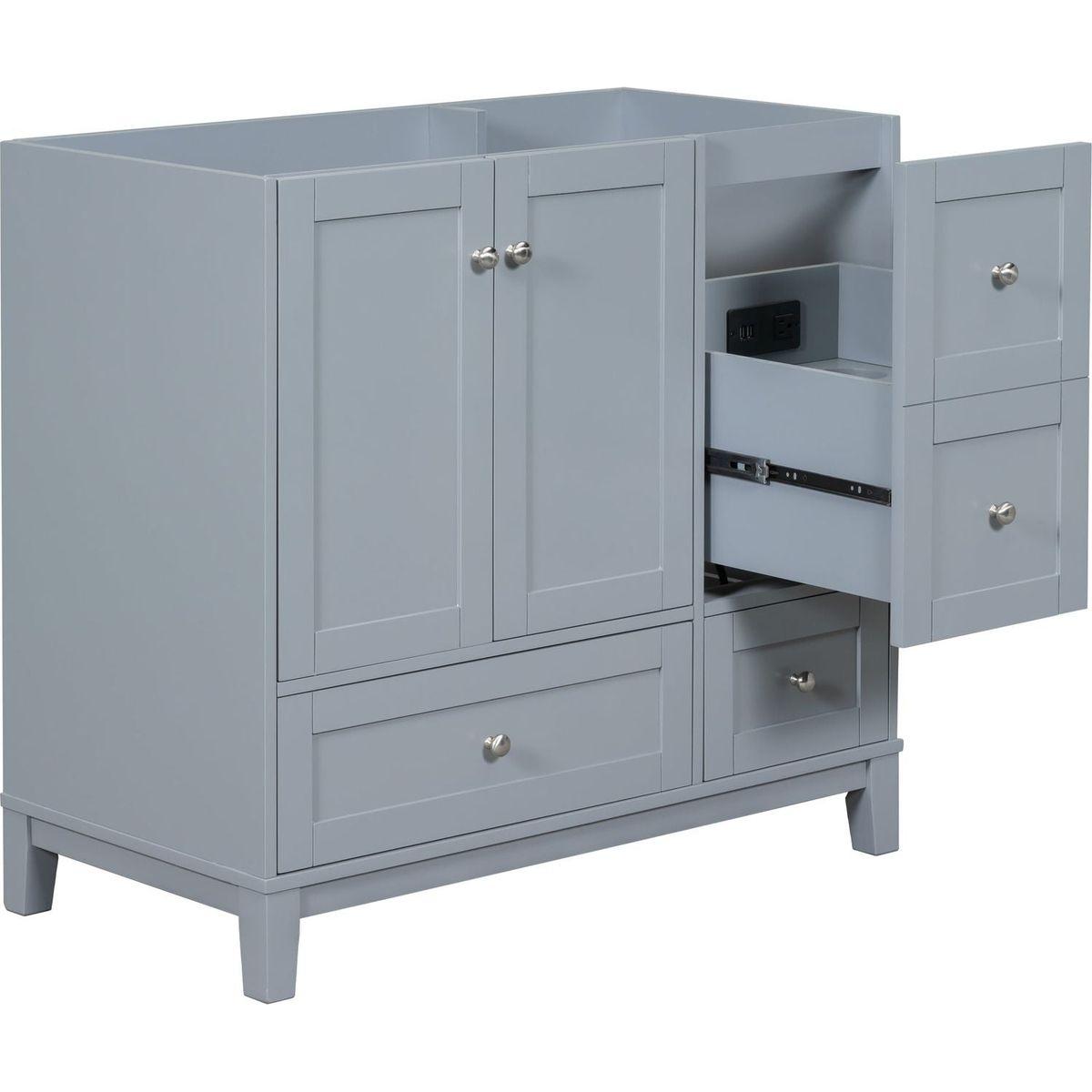 [Cabinet Only] 36" Bathroom Vanity-Grey Blue(Sink not included)