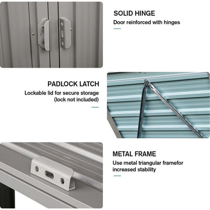 Garbage Bin Shed Stores 3 Trash Cans Metal Outdoor Bin Shed for Garbage Storage,Stainless Galvanized Steel, Bin Shed for Garden Yard Lawn,Grey