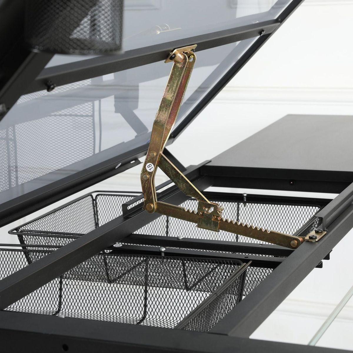 hand crank adjustable drafting table drawing desk with 2 metal drawers (BLACK)WITH STOOL