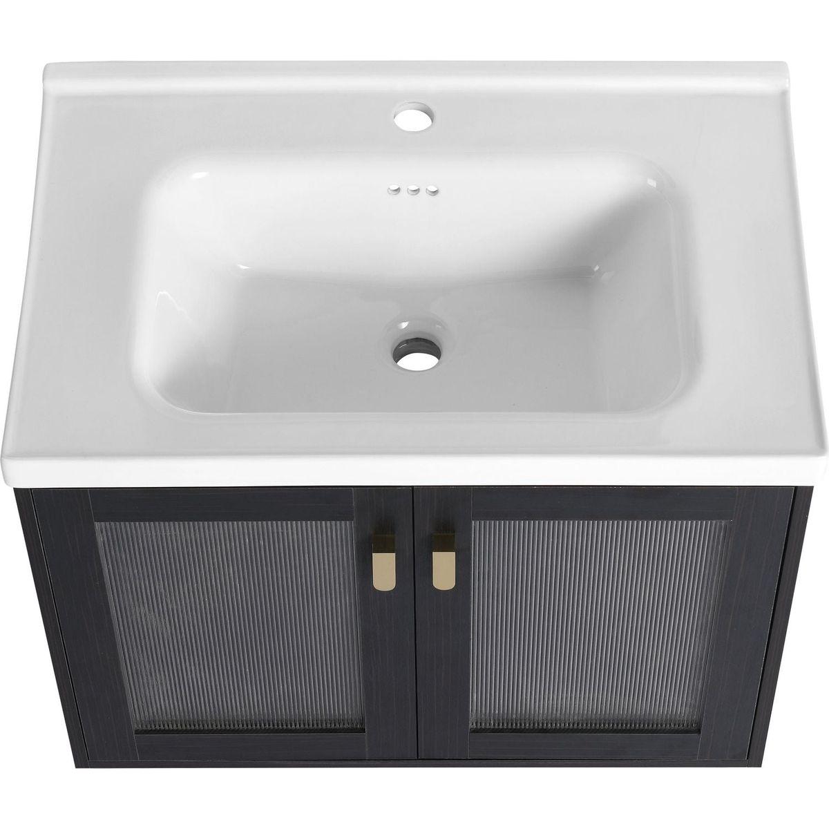 40 Inch Wall-Mounted Bathroom Vanity With Sink, 12 inch + 28 inch Combination Cabinet (KD-Packing)