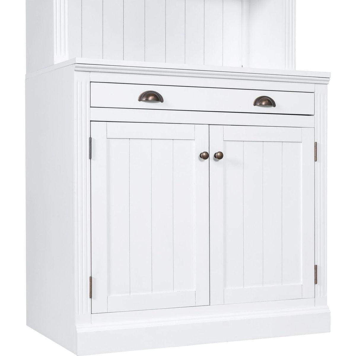 83.4"Tall Bookshelf Suite, Modern Bookcase Suite with LED Lighting,Doors and Drawers,2-Piece Set Storage Bookcase with Open Shelves for Living Room,Home Office,White