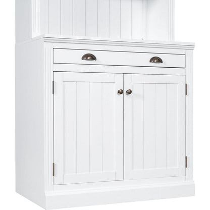 83.4"Tall Bookshelf Suite, Modern Bookcase Suite with LED Lighting,Doors and Drawers,2-Piece Set Storage Bookcase with Open Shelves for Living Room,Home Office,White