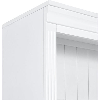 83.4"Tall Bookshelf Suite, Modern Bookcase Suite with LED Lighting,Doors and Drawers,2-Piece Set Storage Bookcase with Open Shelves for Living Room,Home Office,White