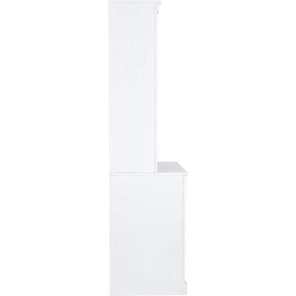 83.4"Tall Bookshelf Suite, Modern Bookcase Suite with LED Lighting,Doors and Drawers,2-Piece Set Storage Bookcase with Open Shelves for Living Room,Home Office,White