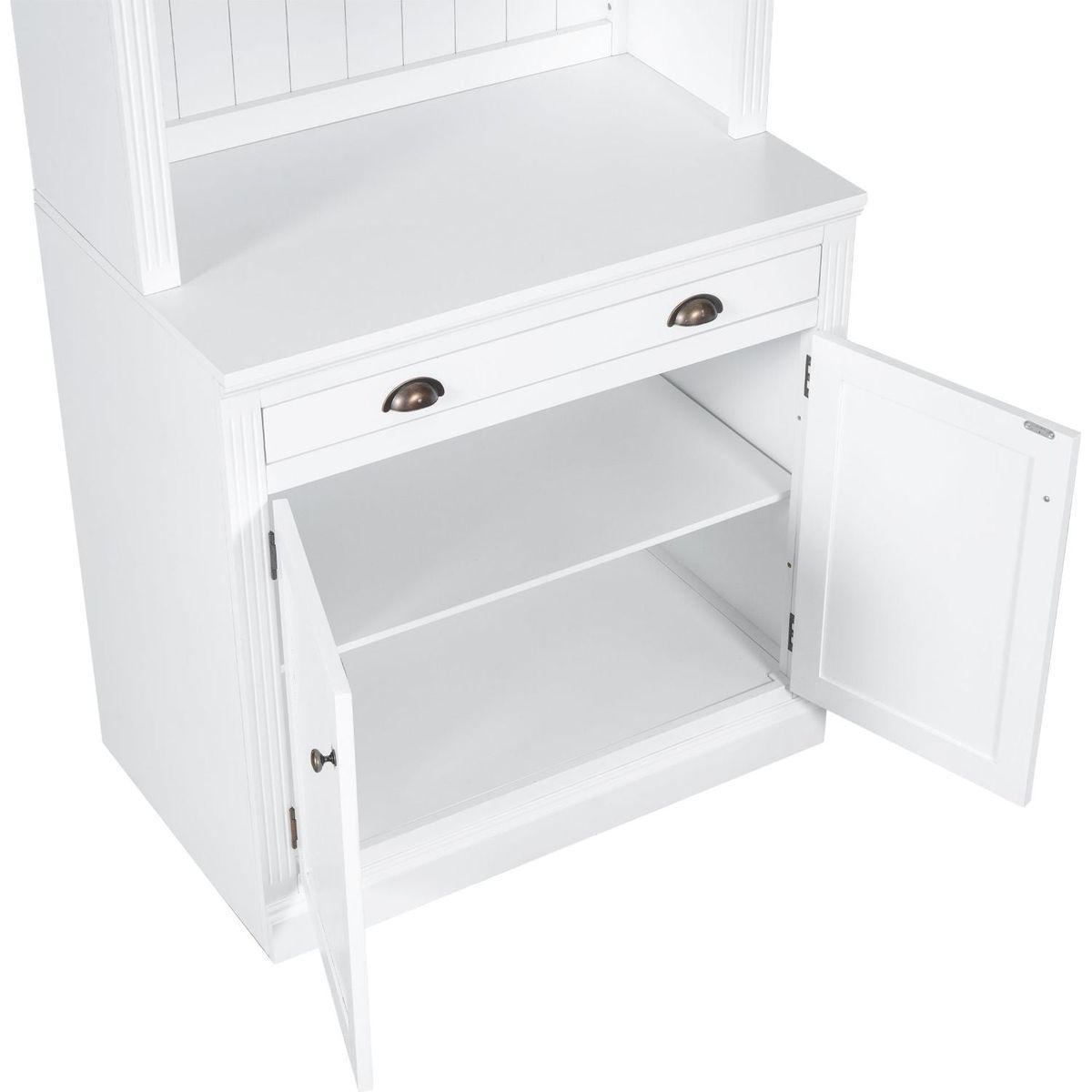 83.4"Tall Bookshelf Suite, Modern Bookcase Suite with LED Lighting,Doors and Drawers,2-Piece Set Storage Bookcase with Open Shelves for Living Room,Home Office,White