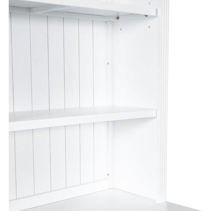 83.4"Tall Bookshelf Suite, Modern Bookcase Suite with LED Lighting,Doors and Drawers,2-Piece Set Storage Bookcase with Open Shelves for Living Room,Home Office,White