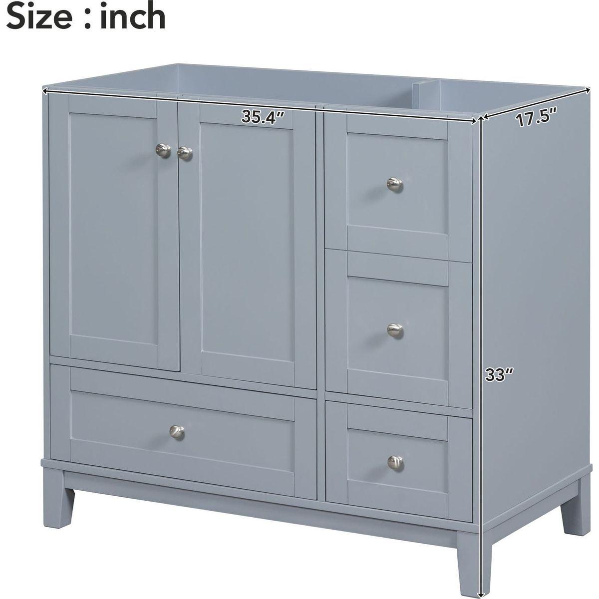 [Cabinet Only] 36" Bathroom Vanity-Grey Blue(Sink not included)